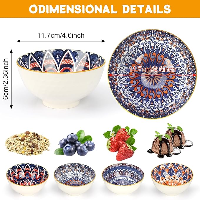 بولة سيراميك سعة 300 مل – طقم هدايا مكون من 6 بولات صغيرة بنمط ريترو بوهيمي بـ 4 ألوان