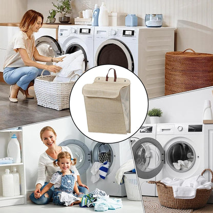 سلة غسيل مثبتة على الحائط، حاوية قماشية قابلة للطي، سعة كبيرة للملابس