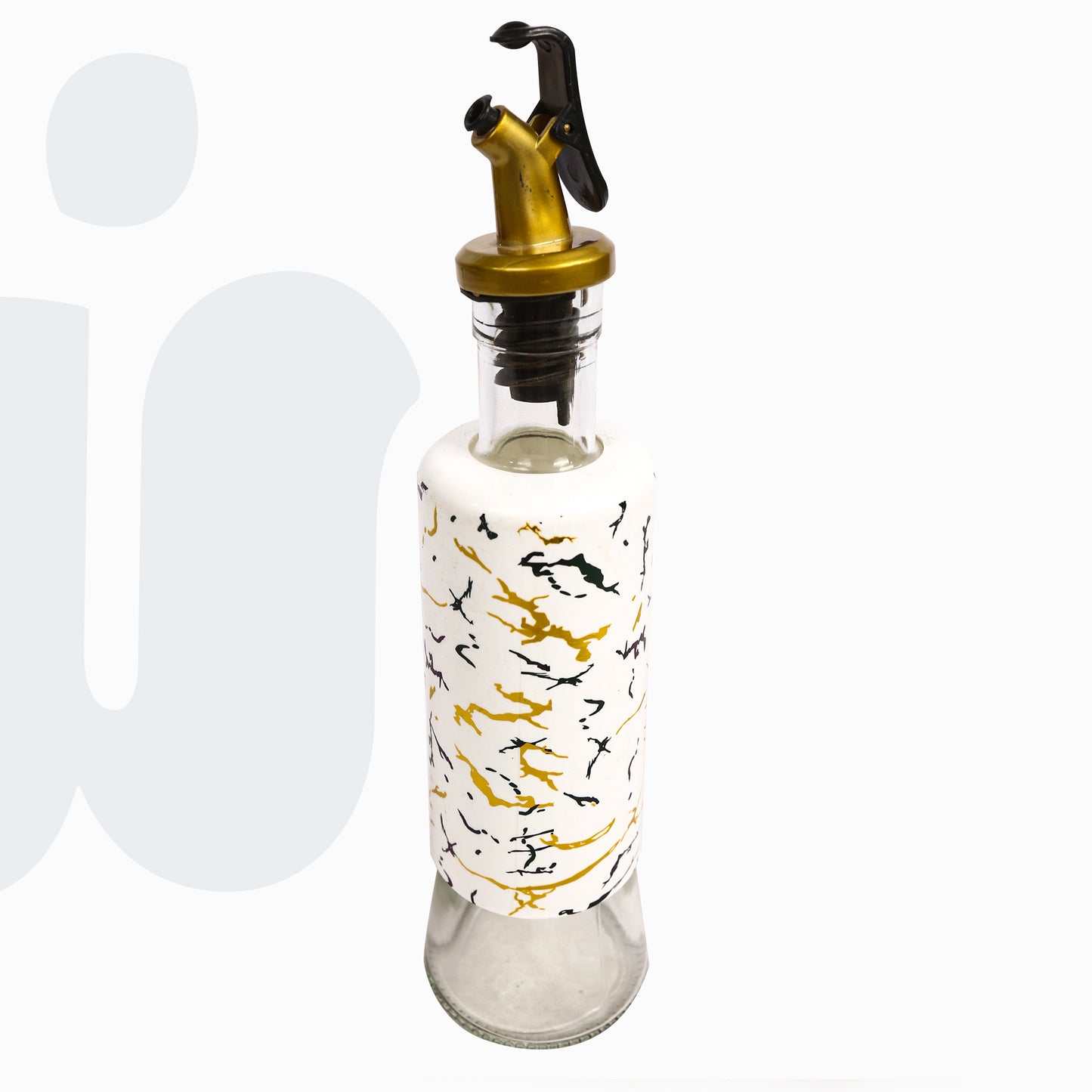 زجاجة توزيع زيت وخل زجاجية بتصميم ماربل أنيق
