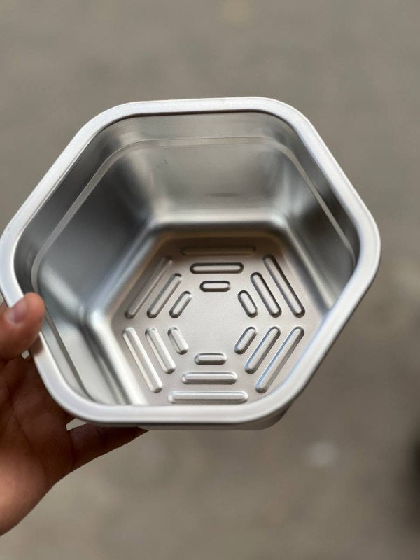 طقم تلاجة استانلس شكل مضلع بغطاء أكريليك