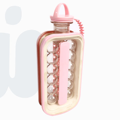 زجاجة ثلج محمولة 2 في 1 مع صانعة مكعبات ثلج