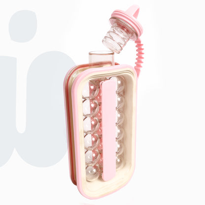 زجاجة ثلج محمولة 2 في 1 مع صانعة مكعبات ثلج