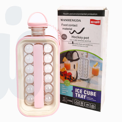 زجاجة ثلج محمولة 2 في 1 مع صانعة مكعبات ثلج