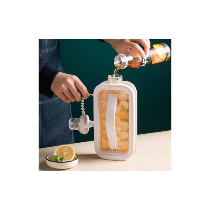 زجاجة ثلج محمولة 2 في 1 مع صانعة مكعبات ثلج