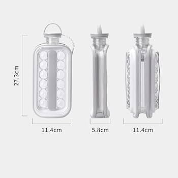 زجاجة ثلج محمولة 2 في 1 مع صانعة مكعبات ثلج