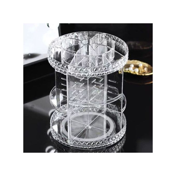 منظم مكياج دوّار 360 درجة شفاف من الأكريليك