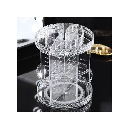 منظم مكياج دوّار 360 درجة شفاف من الأكريليك