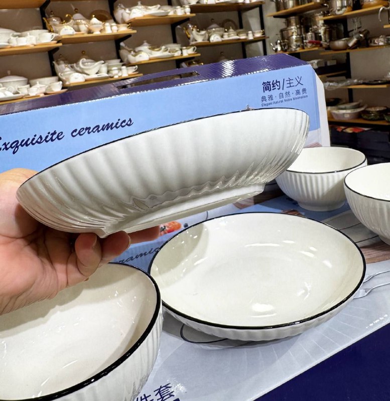 طقم فطار بورسلين مضلع 6 قطع