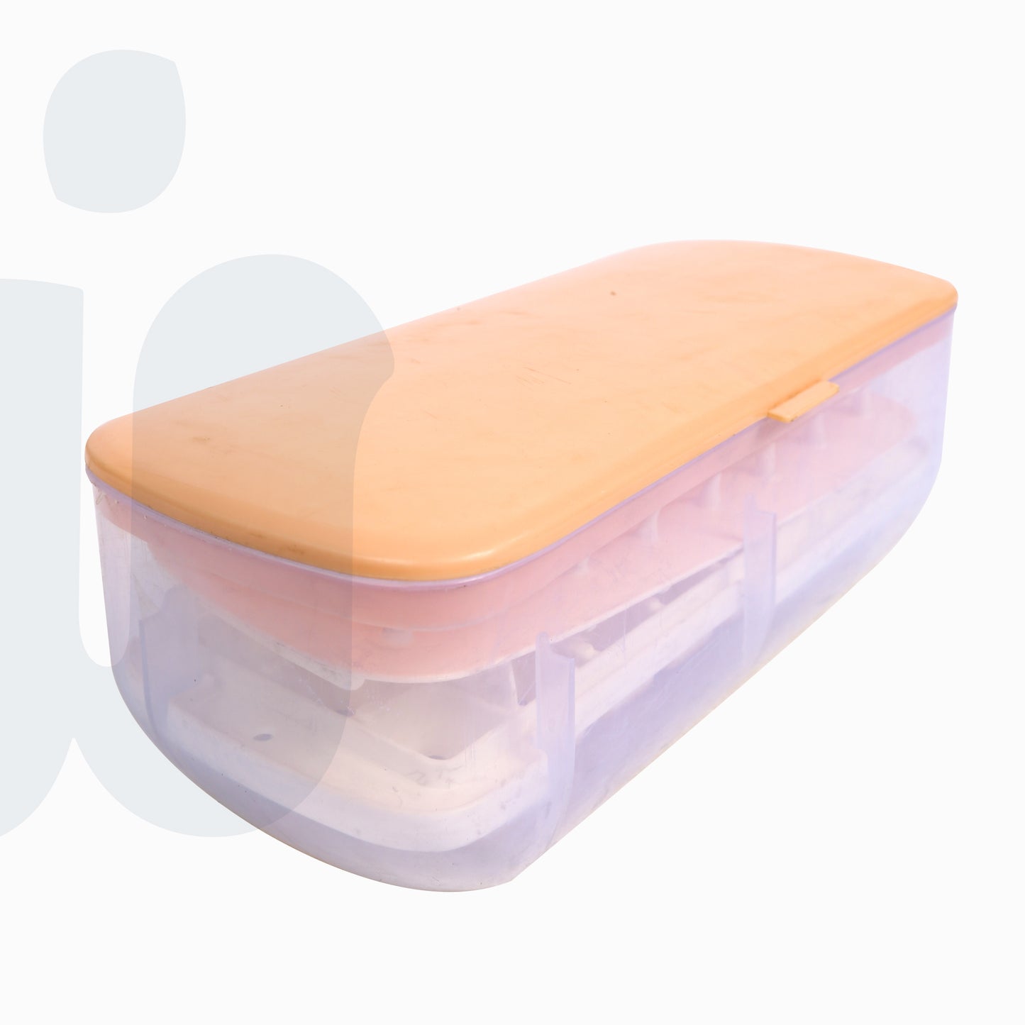 صينية مكعبات ثلج مزدوجة الطبقات مع غطاء ومغرفة – 24 قطعة كبيرة