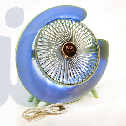 مروحة مكتب صغيرة USB محمولة مع إضاءة RGB