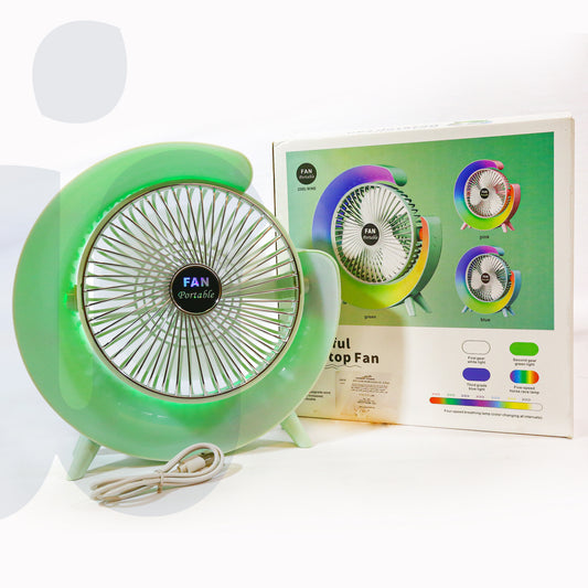 مروحة مكتب صغيرة USB محمولة مع إضاءة RGB