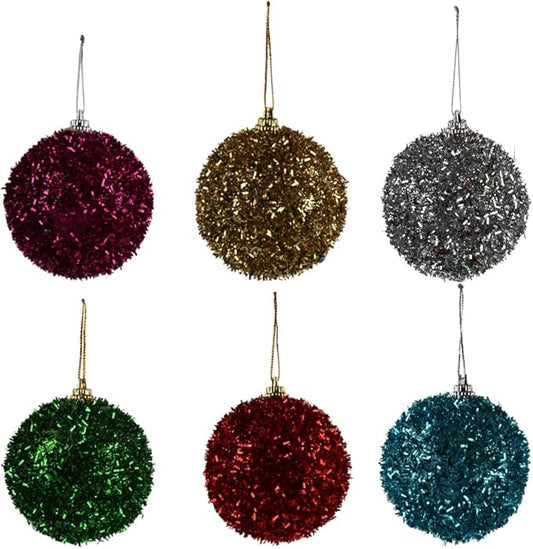 كرات زينة لتزيين ديكور شجرة الكريسماس- 6 متعددة الالوان 8 سم بلاستيك