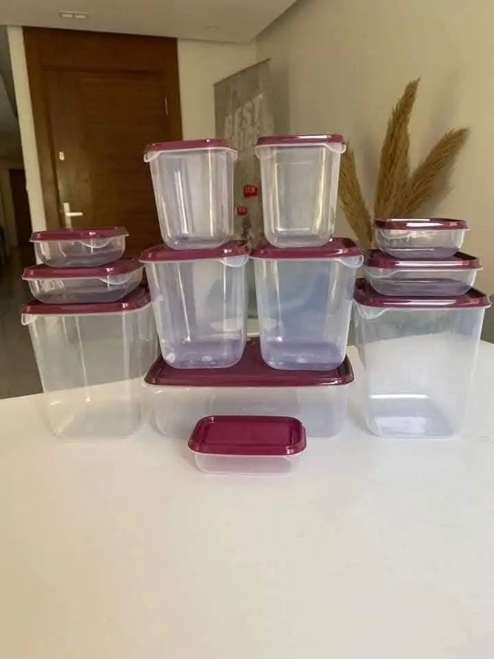 طقم ثلاجة بلاستيك شفاف – 12 قطعة