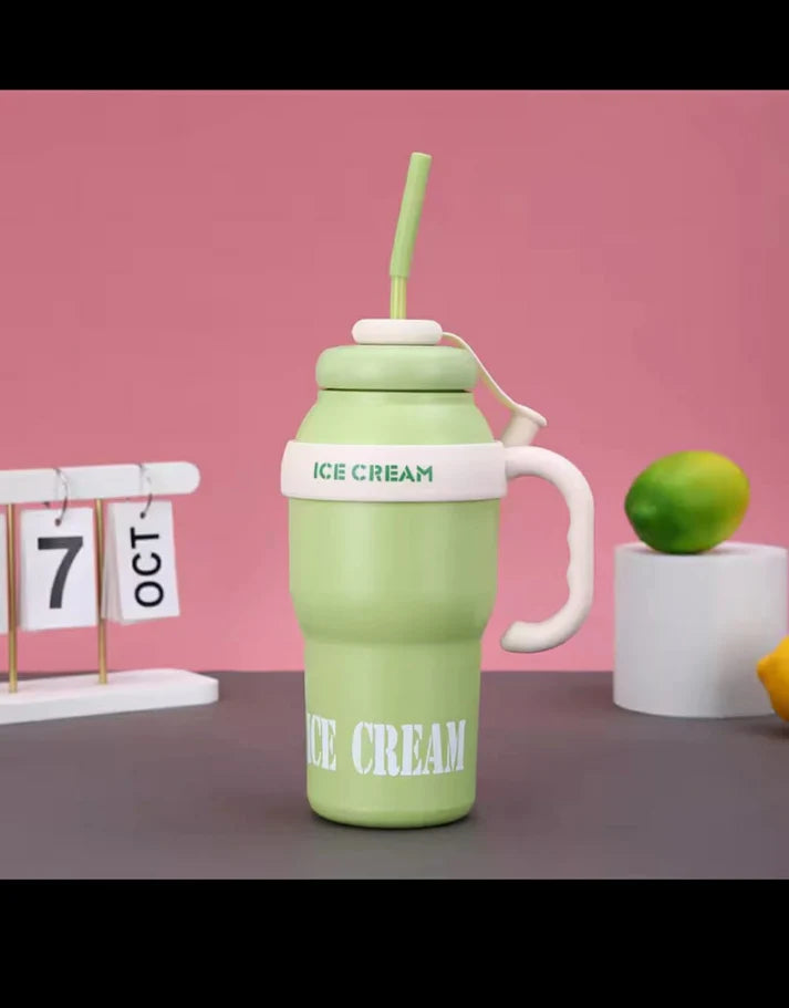 كوب معزول كبير بسعة 1000 مل مع مقبض وقشة – لتجربة شرب عملية وأنيقة