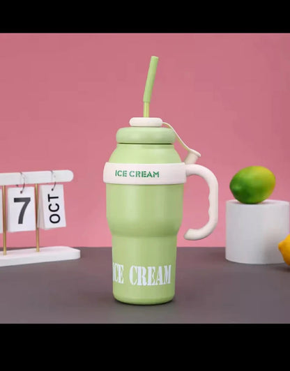 كوب معزول كبير بسعة 1000 مل مع مقبض وقشة – لتجربة شرب عملية وأنيقة