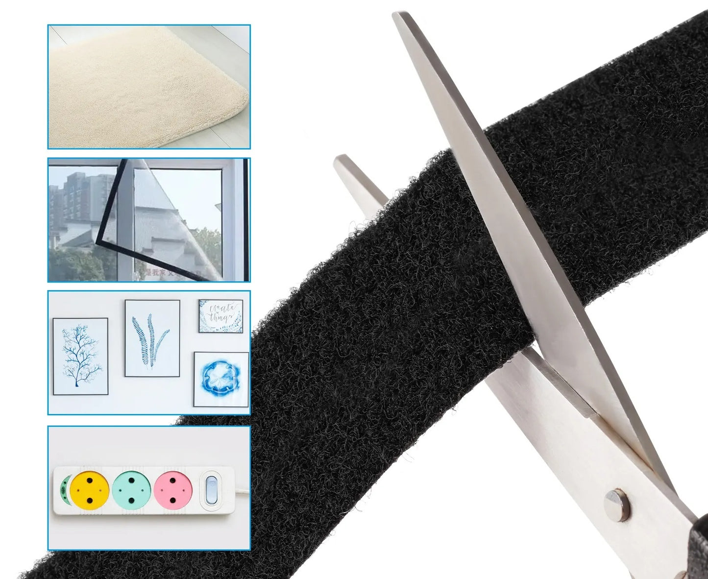 شريط لاصق مزدوج الجوانب – 200 سم × 25 مم – شريط تثبيت قابل لإعادة الاستخدام من نوع خطاف وحلقة