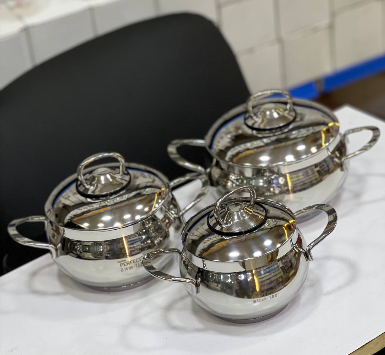 طقم حلل استانلس تركي بومبيه 3 قطع