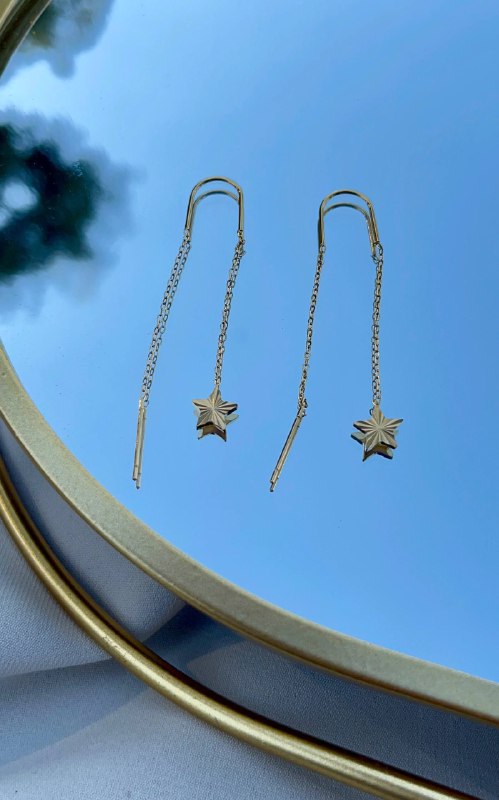 حلقان متدلية من الستانلس ستيل باللون الذهبي بتصميم نجمة