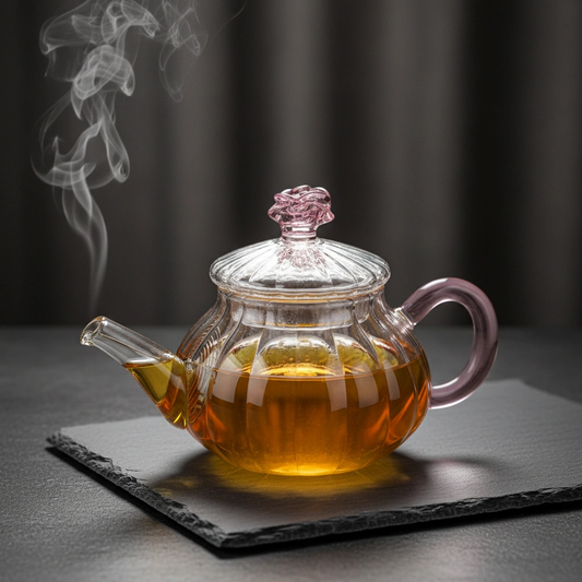 براد شاي زجاجي – مقبض وردي ومقبض الغطاء بشكل زهرة