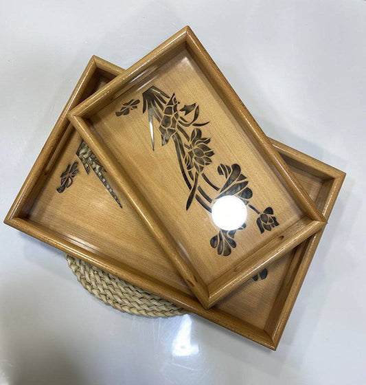 طقم صواني تقديم خشب