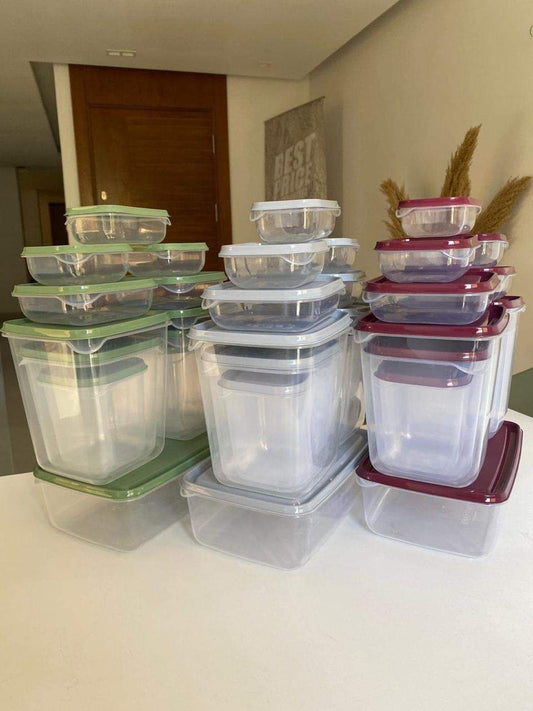 طقم ثلاجة بلاستيك شفاف – 12 قطعة