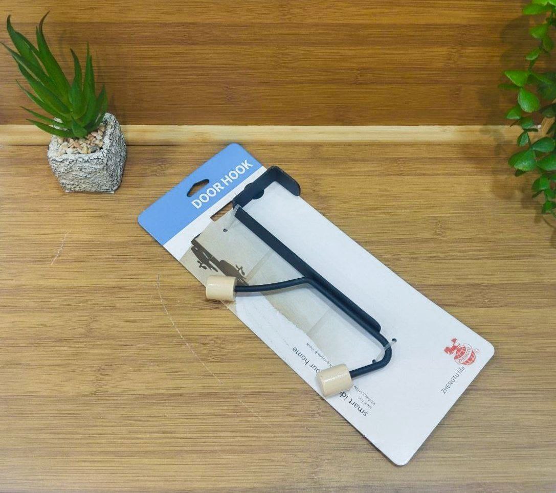 شماعة رأسية خلف الباب – خطّافين بقاعدة خشبية