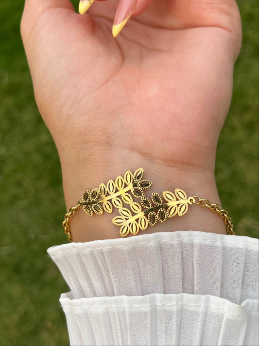 إسوارة غصن الزيتون ستانلس ستيل بيور ذهبي