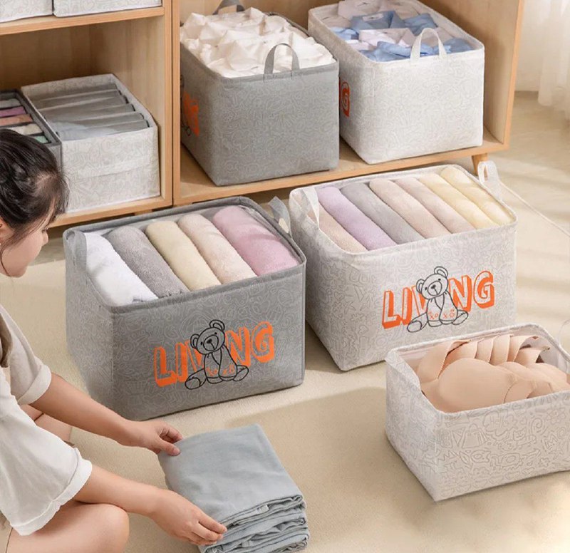 بوكس تخزين كتان ثقيل – قابل للغسيل والطي مقاس صغير