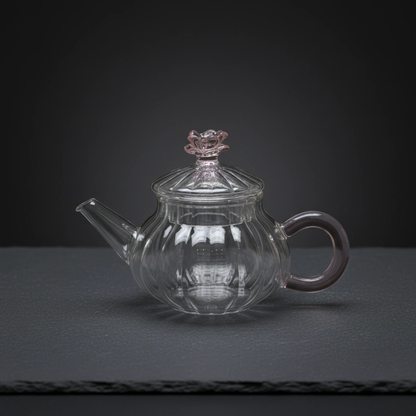 براد شاي زجاجي – مقبض وردي ومقبض الغطاء بشكل زهرة