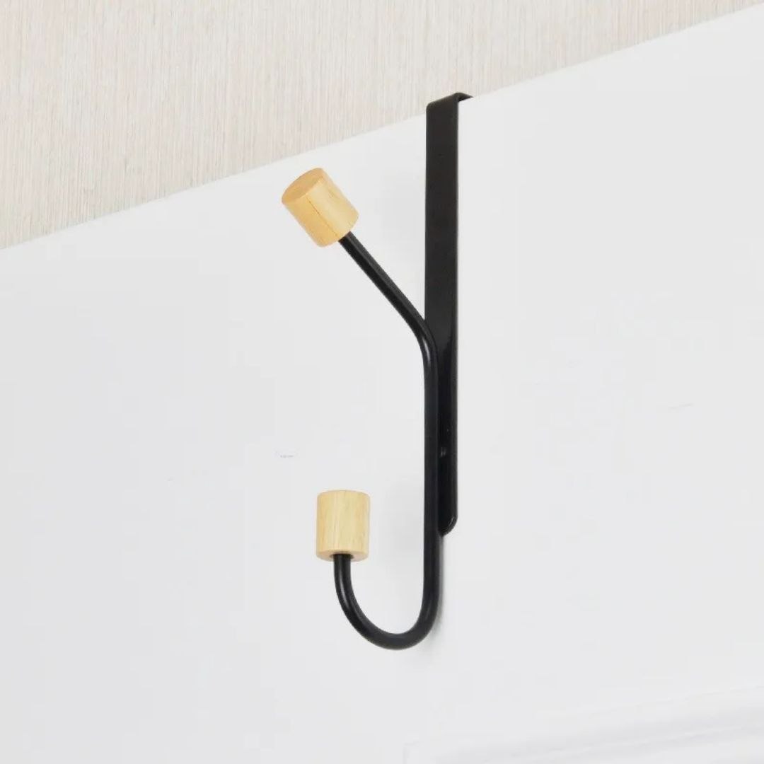 شماعة رأسية خلف الباب – خطّافين بقاعدة خشبية