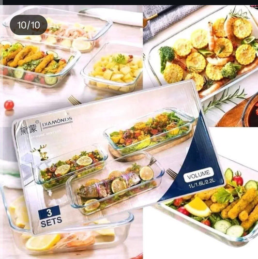 طقم طواجن بيركس حراري مستورد 3 قطع