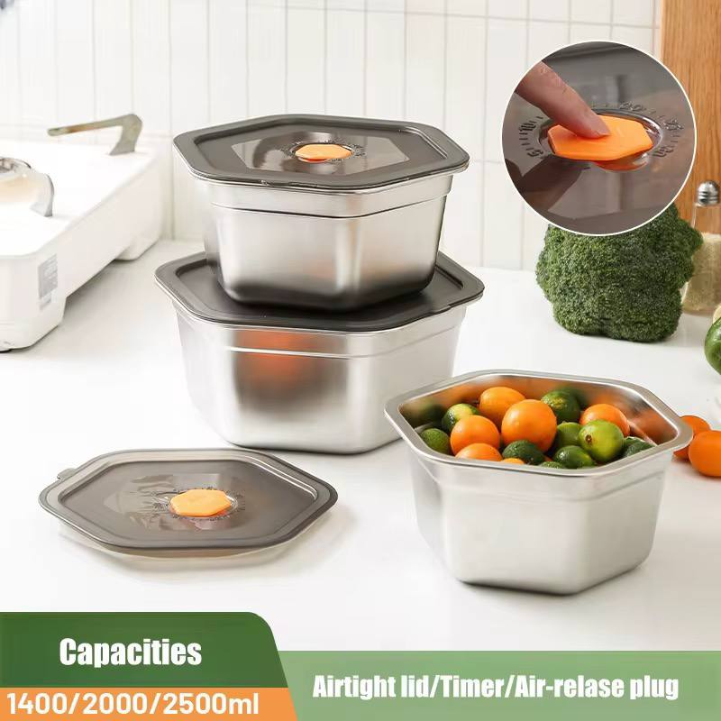 طقم تلاجة استانلس شكل مضلع بغطاء أكريليك