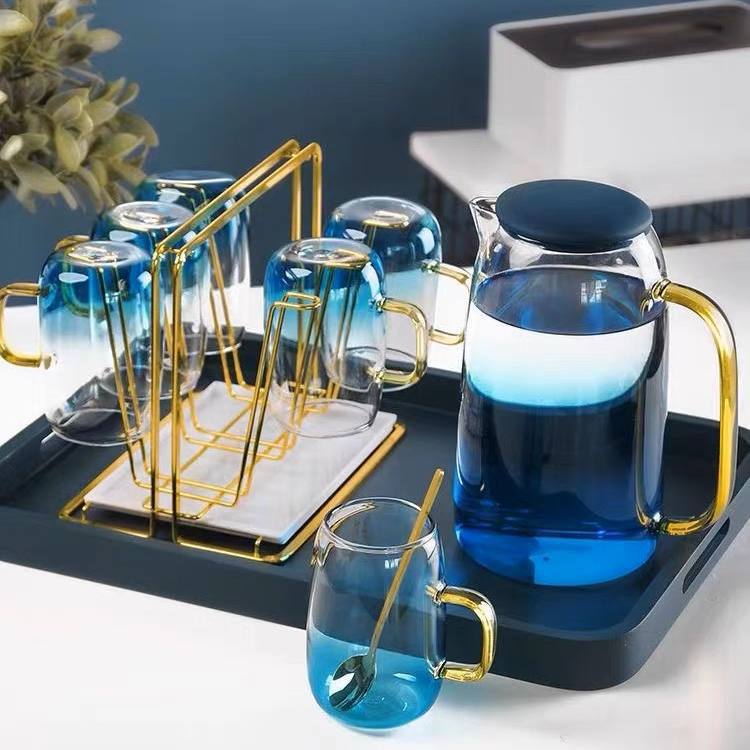 طقم شربات زجاج دورق + 4 أكواب