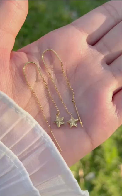 حلقان متدلية من الستانلس ستيل باللون الذهبي بتصميم نجمة