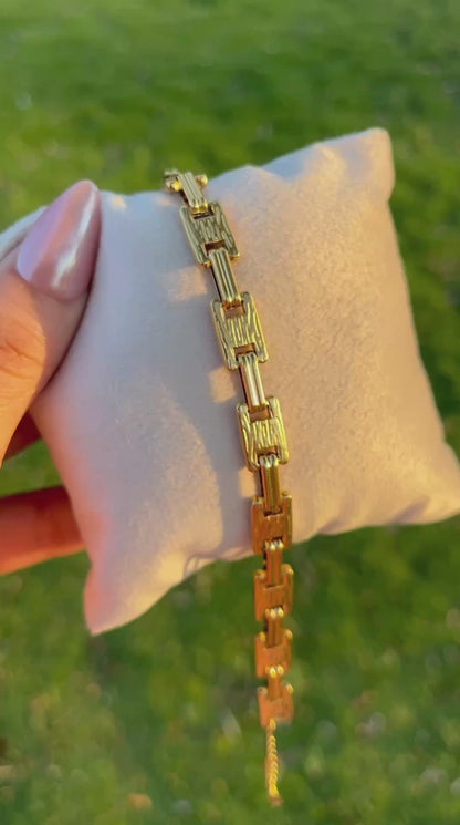 إسوارة مستطيلة ستانلس ستيل بتصميم سلسلة عصرية